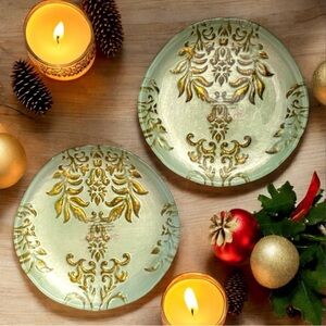 🌟HOST PICK🌟 NWT Set/2 Hand-Painted Glass Canapé Plates